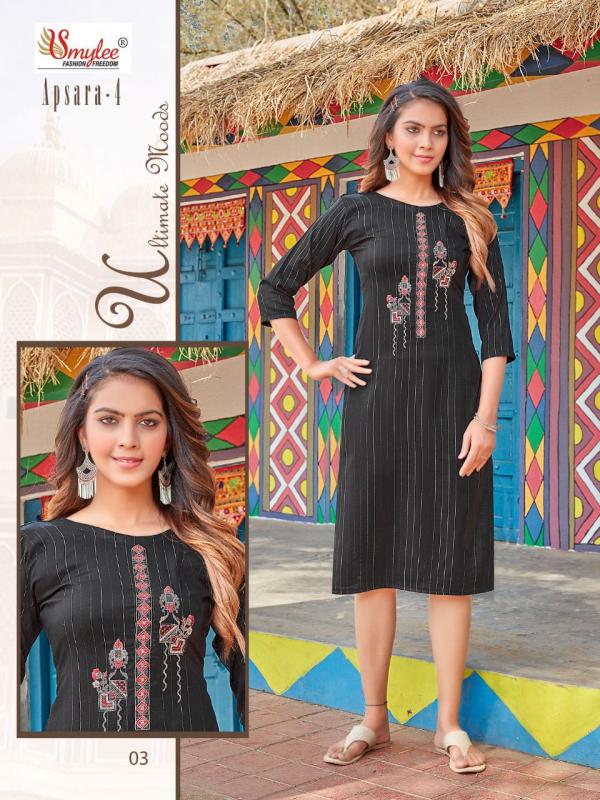 Smylee Apsara 4 Beautiful Rayon Embroidery Kurti